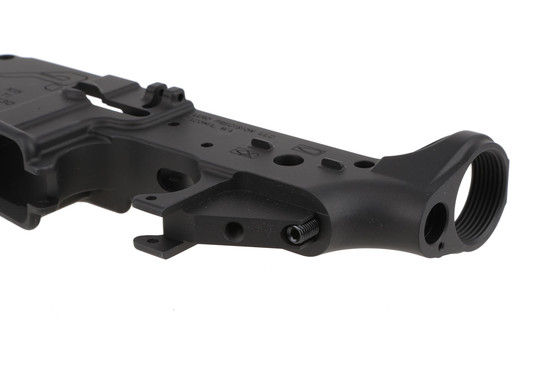 The Aero Precision AR-15 stripped lower receiver is threaded for a nylon tipped screw